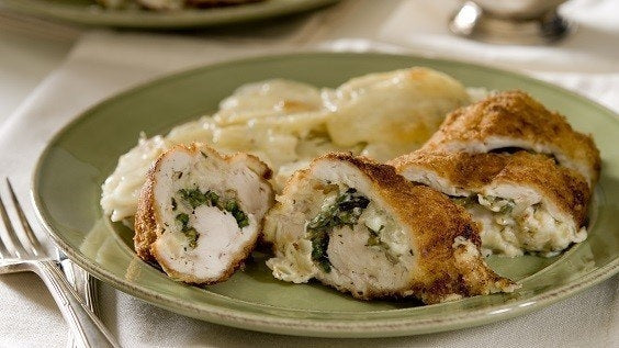 Italiaanse kip involtini gevuld met spinazie