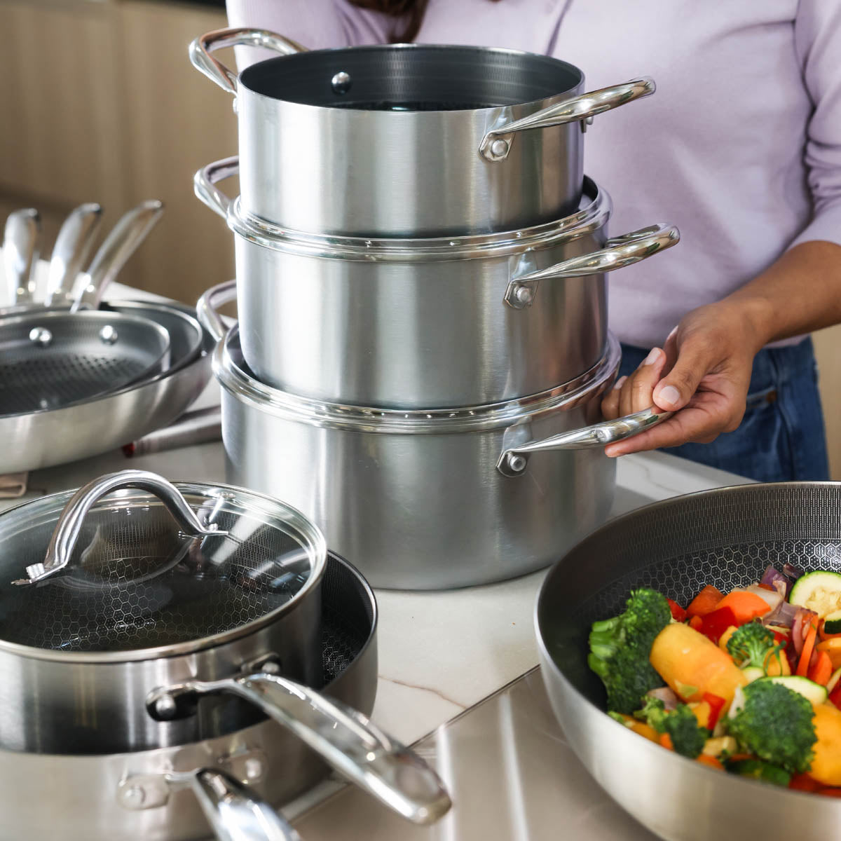 Honey Stainless Steel Cookware set 9-piece