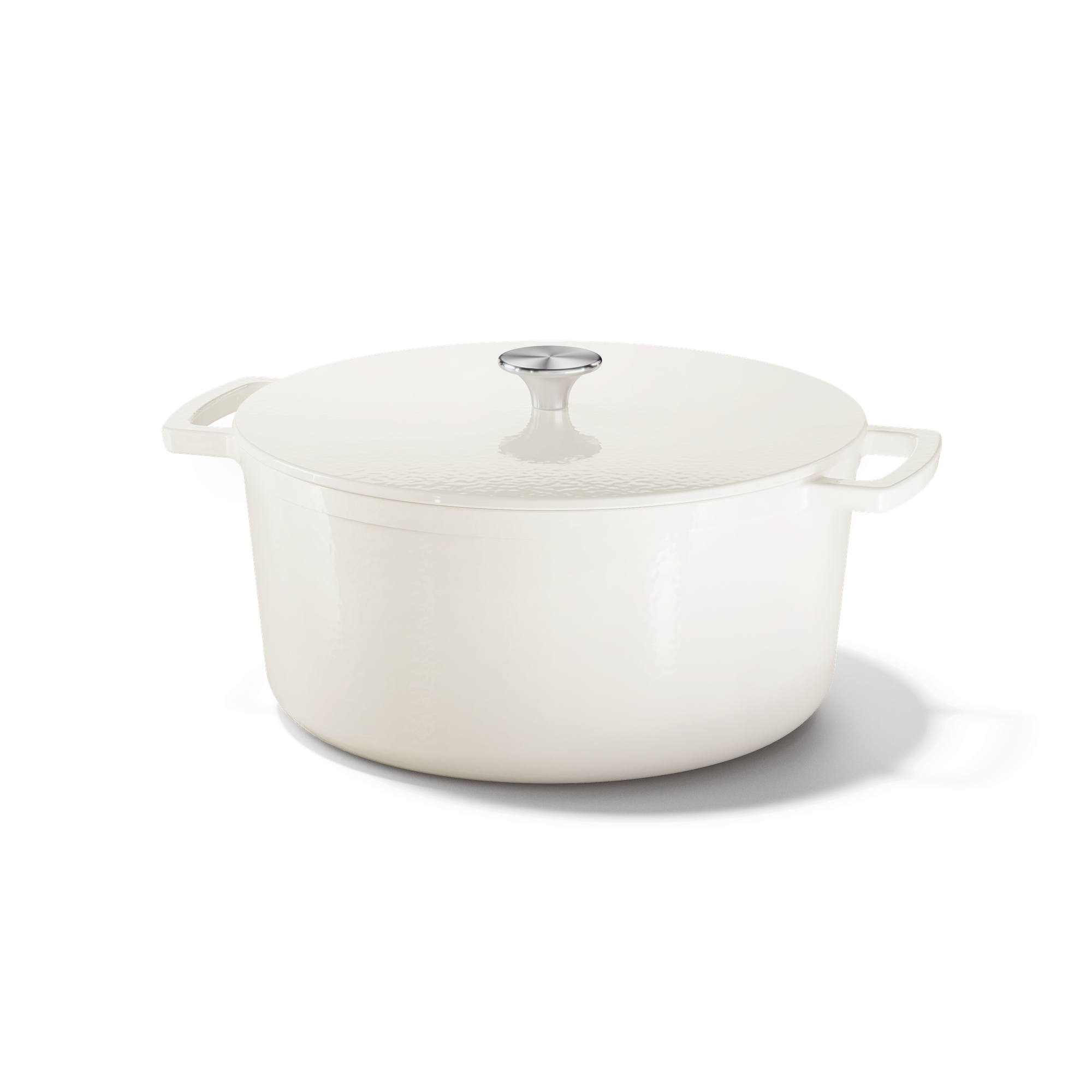 Crème gekleurde Go Ivory gietijzeren braadpan 24 cm met deksel en twee handvaten