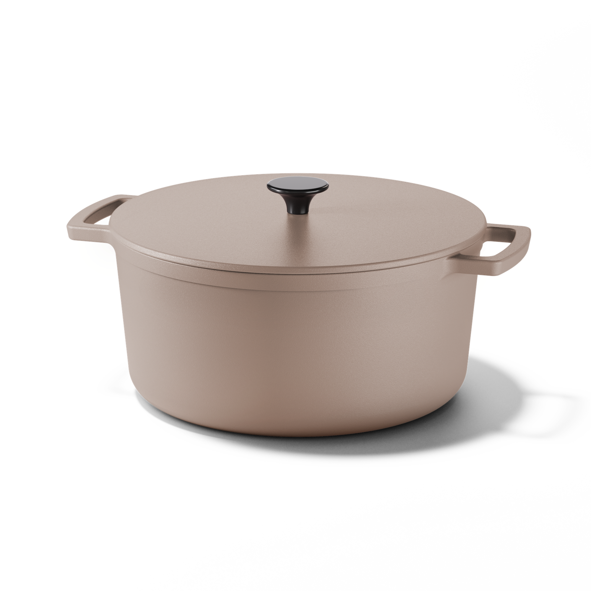Taupe of Mind gietijzeren braadpan 28 cm met deksel en twee handvaten in beige kleur