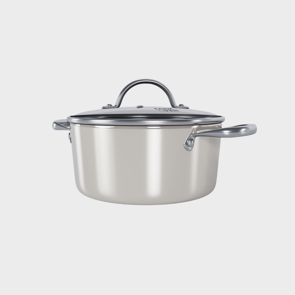Go Ivory Honey Cooking pot with lid 20 cm - Stainless steel
