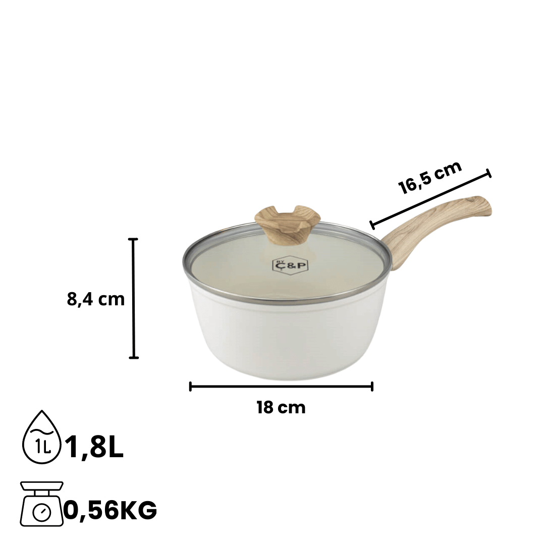 Afmetingen steelpan 18 cm | Go Ivory By C&P