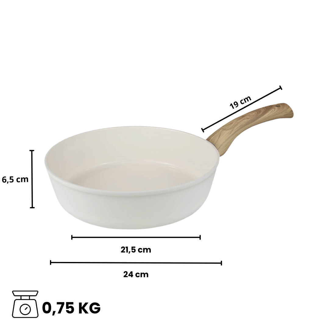 Dimensions of 24 cm crème sauté pan | Go Ivory By C&P