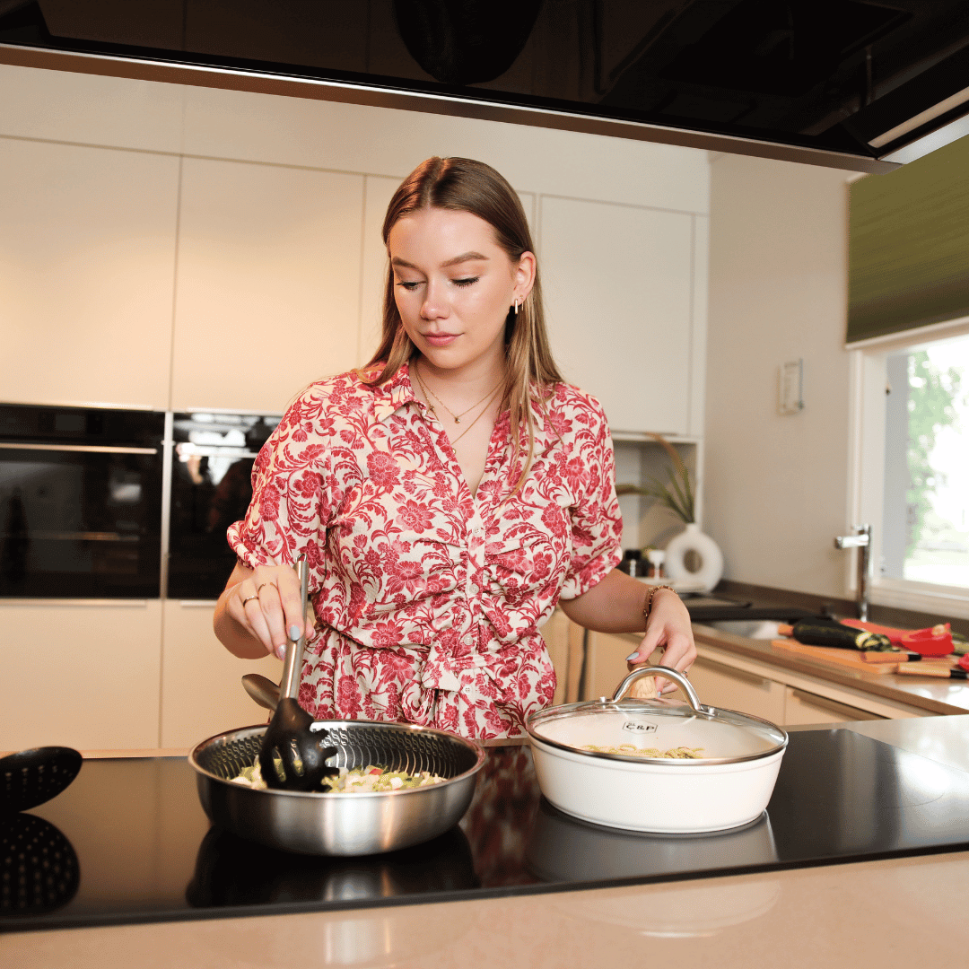 Cremefarbener stielkochtopf 24 cm für Induktion | Go Ivory By C&P