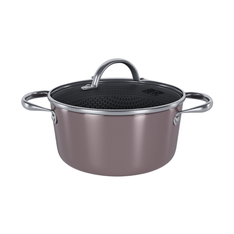 Taupe of Mind Honey Kookpan met deksel 22 cm - RVS