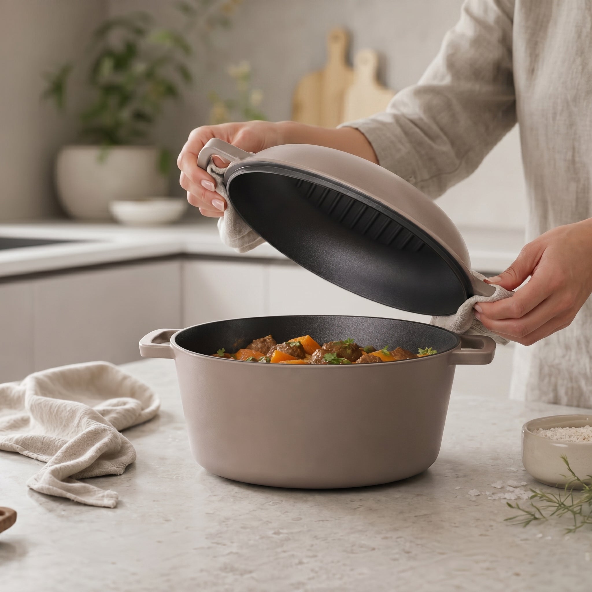 Taupe of Mind 2 in 1 Cast Iron Dutch Oven