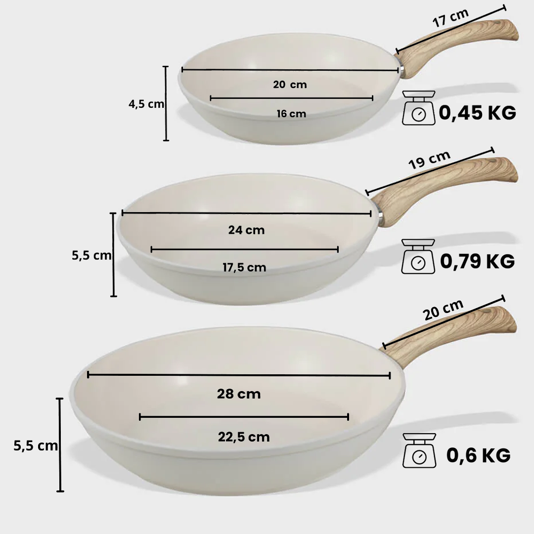 Go Ivory Frying Pan Set - 3 Piece