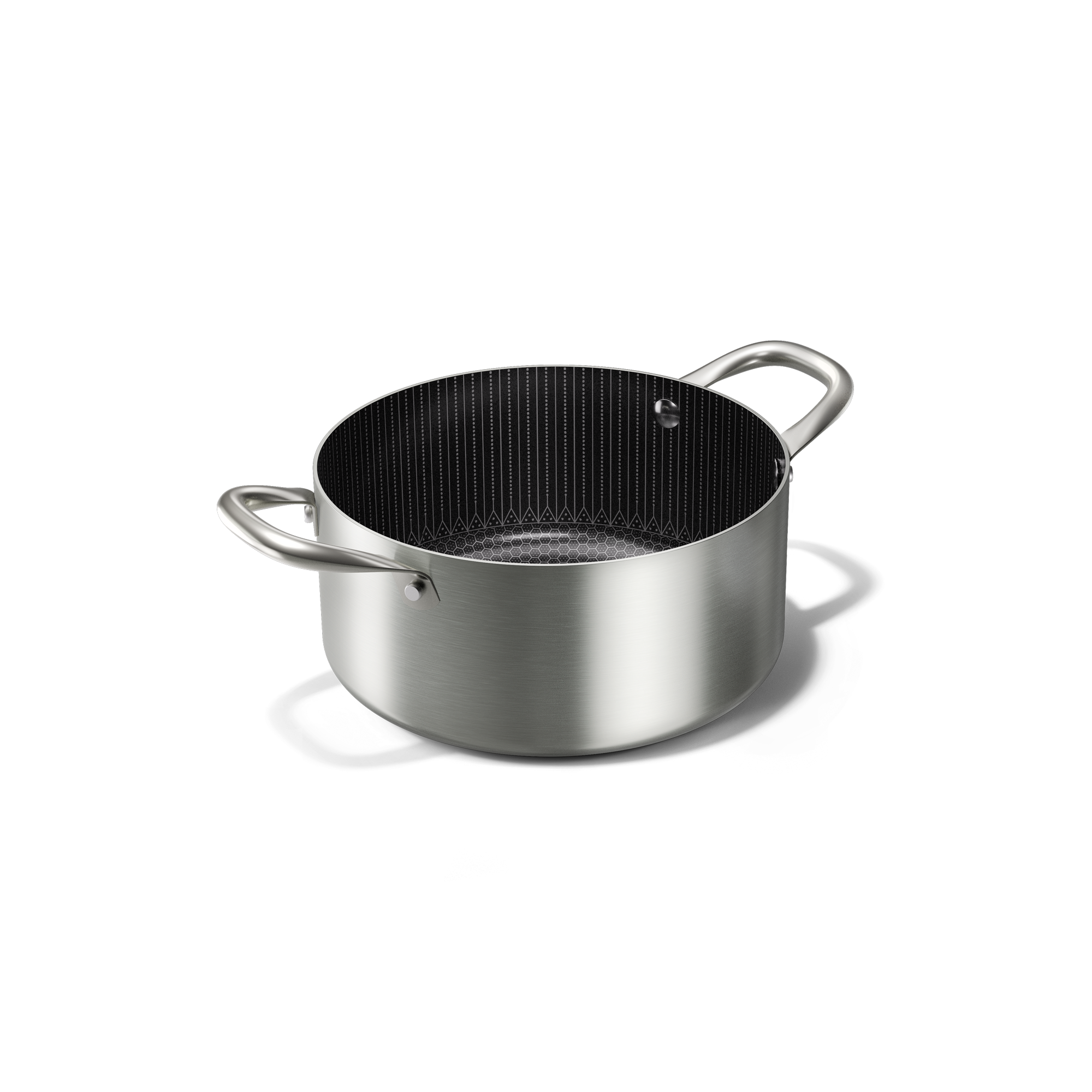 Honey braadpan van 24 cm met zilveren stainless steel body en zwarte keramische antiaanbaklaag