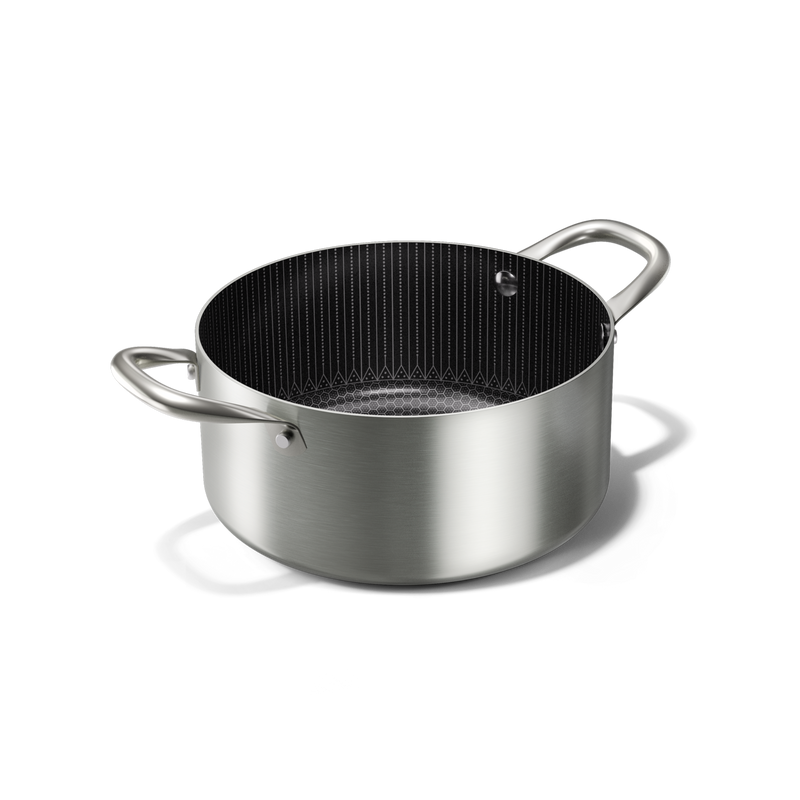 Honey Schmortopf 20 cm mit keramischer Antihaftbeschichtung, silberfarbener Edelstahlkörper und ergonomischen Griffen