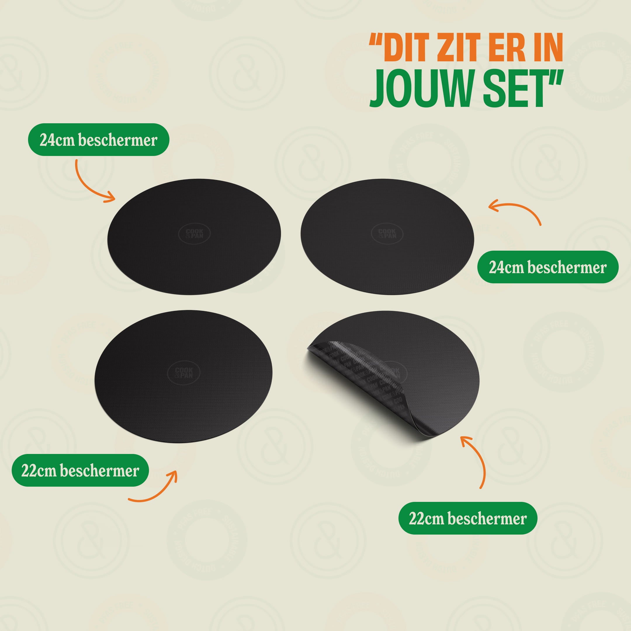 Vier Induktionsschutzplatten in verschiedenen Größen für Cook & Pan Kochgeschirr