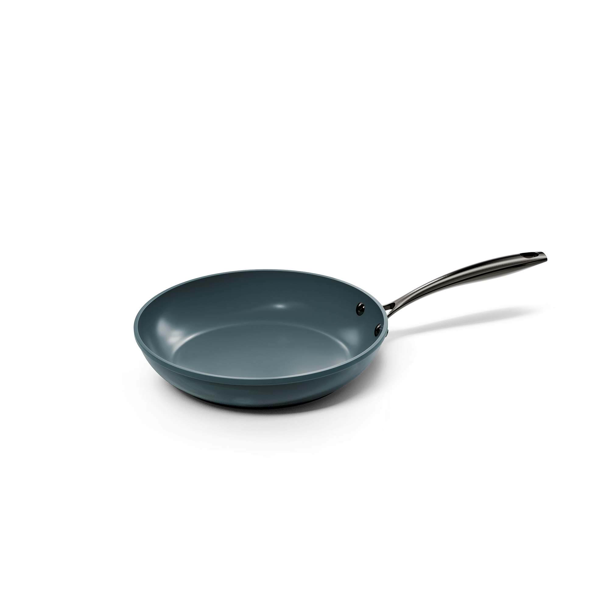 Poêle gris foncé de 20 cm avec manche métallique et revêtement antiadhésif.