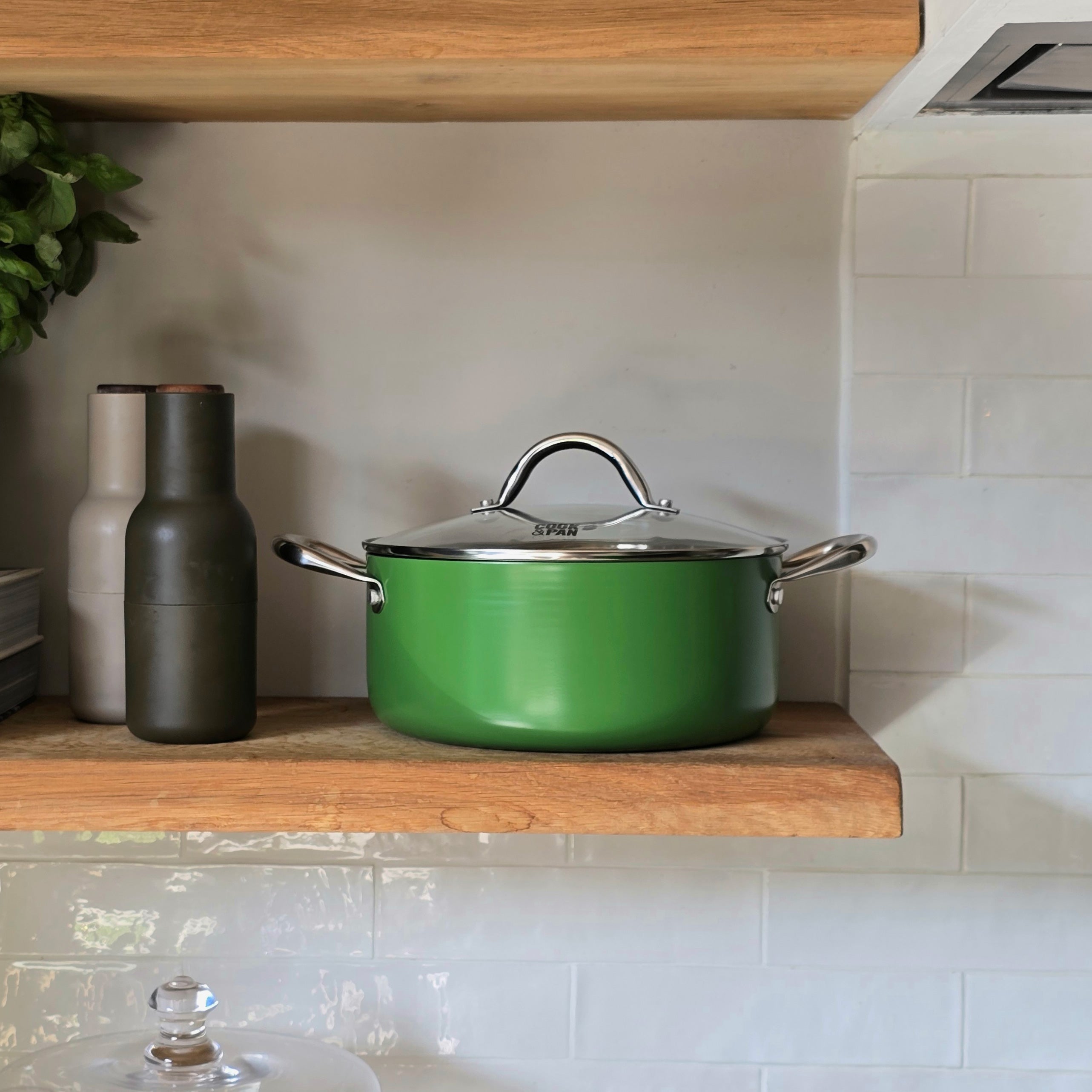 Go Green Honey Kookpan met deksel 22 cm - RVS