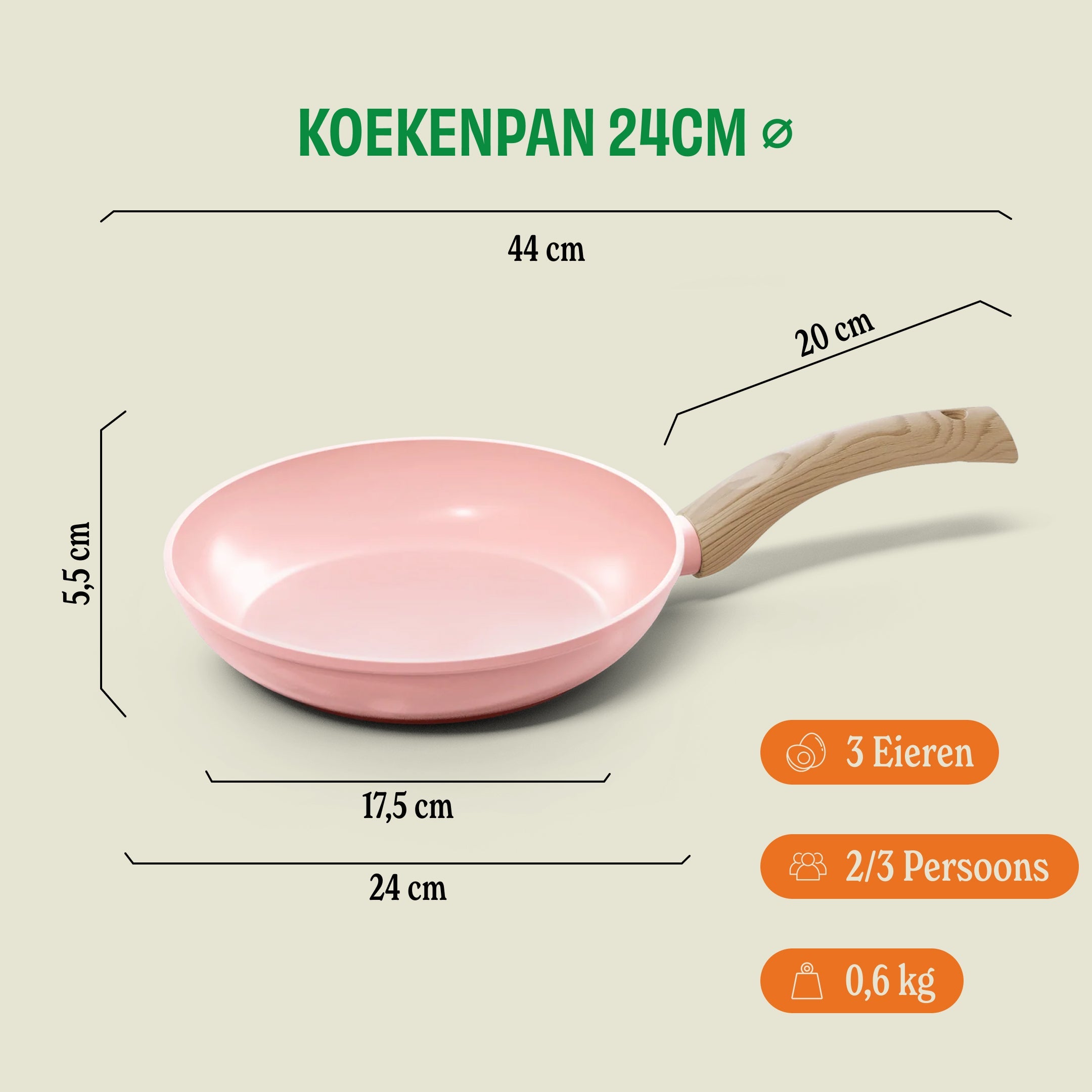 Blush Koekenpan 24 cm afmetingen