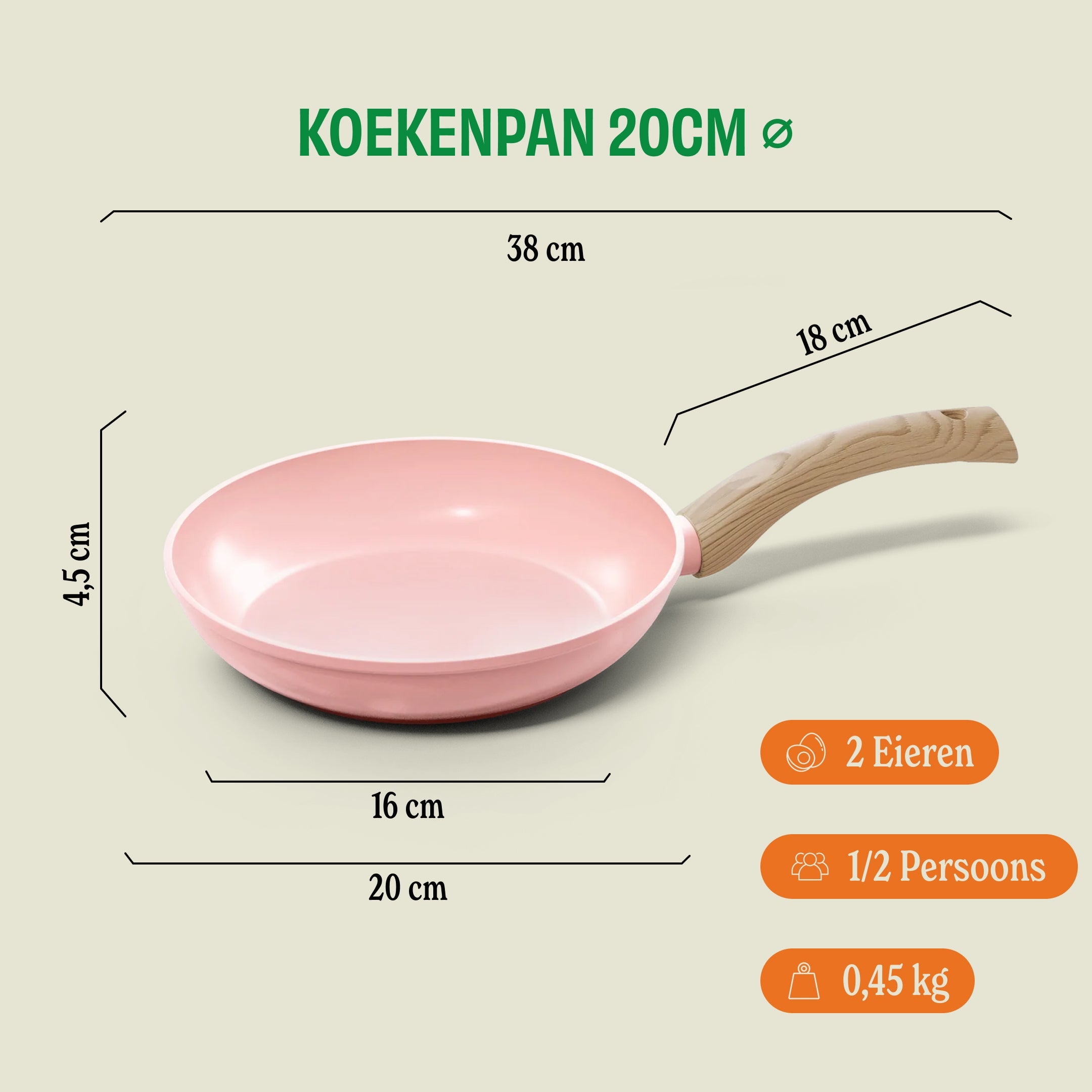 Blush Koekenpan 20 cm afmetingen