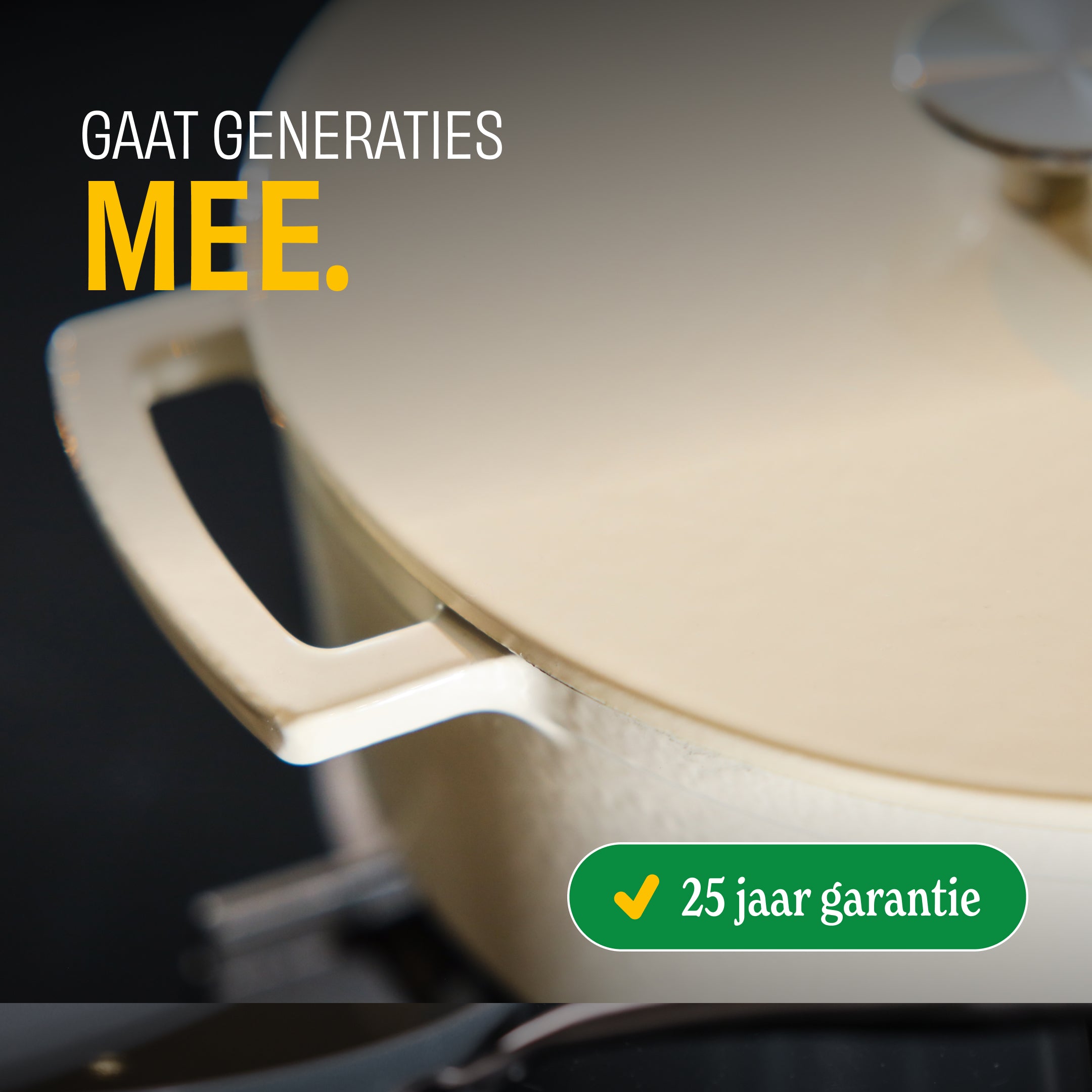 Go Ivory gietijzeren braadpan met cremekleurig glazuur en witte handvatten, 25 jaar garantie