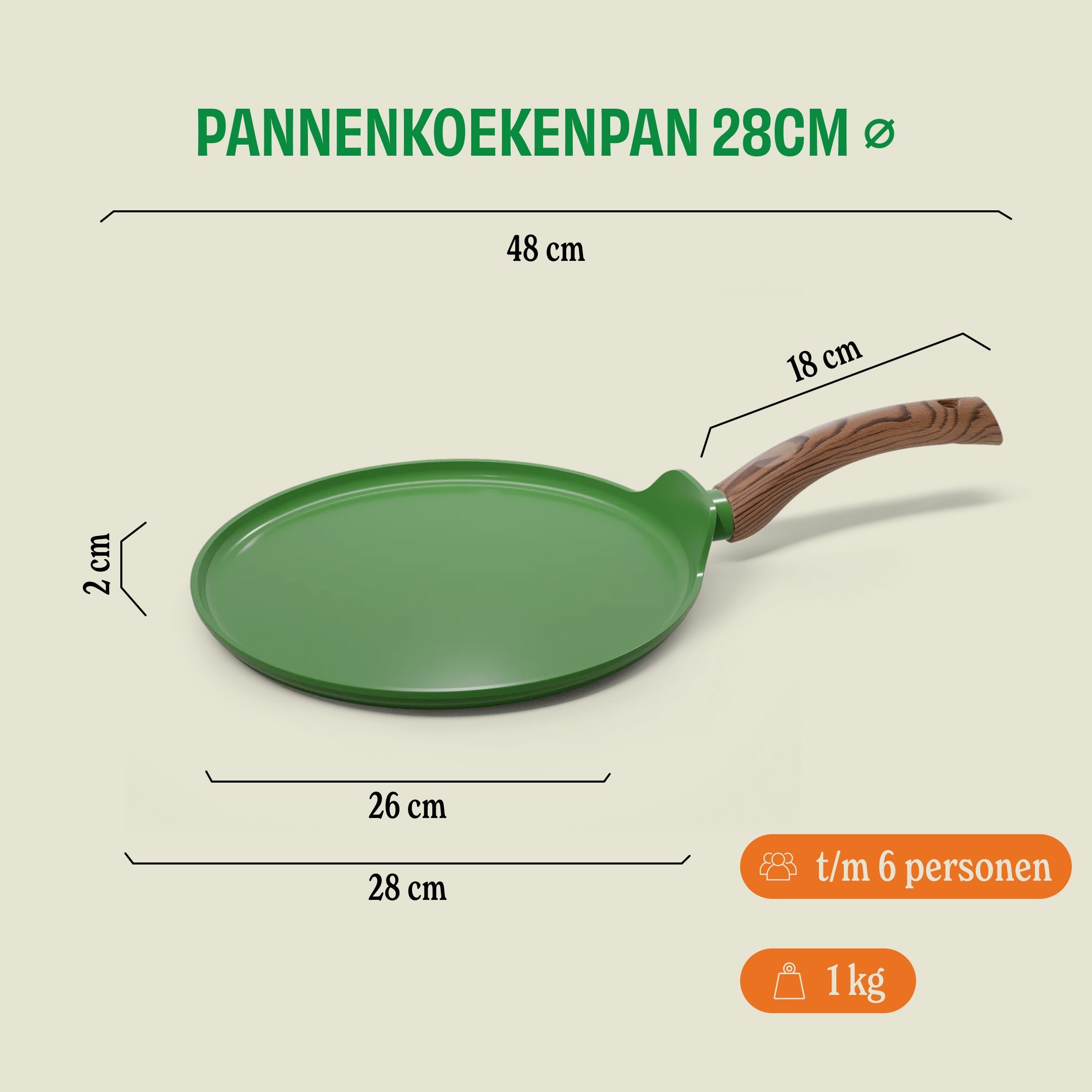 Go Green Pannenkoekenpan 28 cm afmetingen