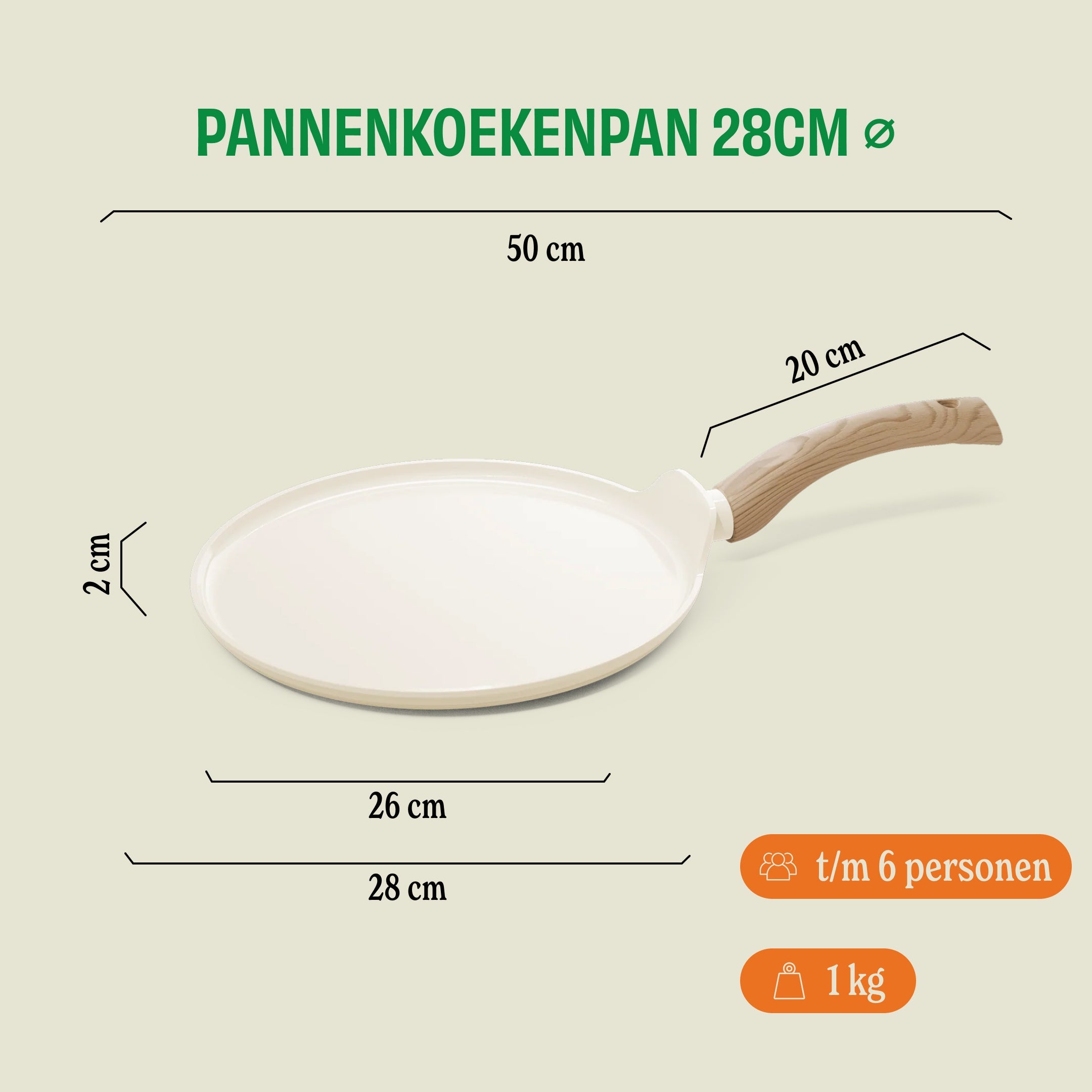 Go Ivory Pannenkoekenpan 28 cm afmetingen