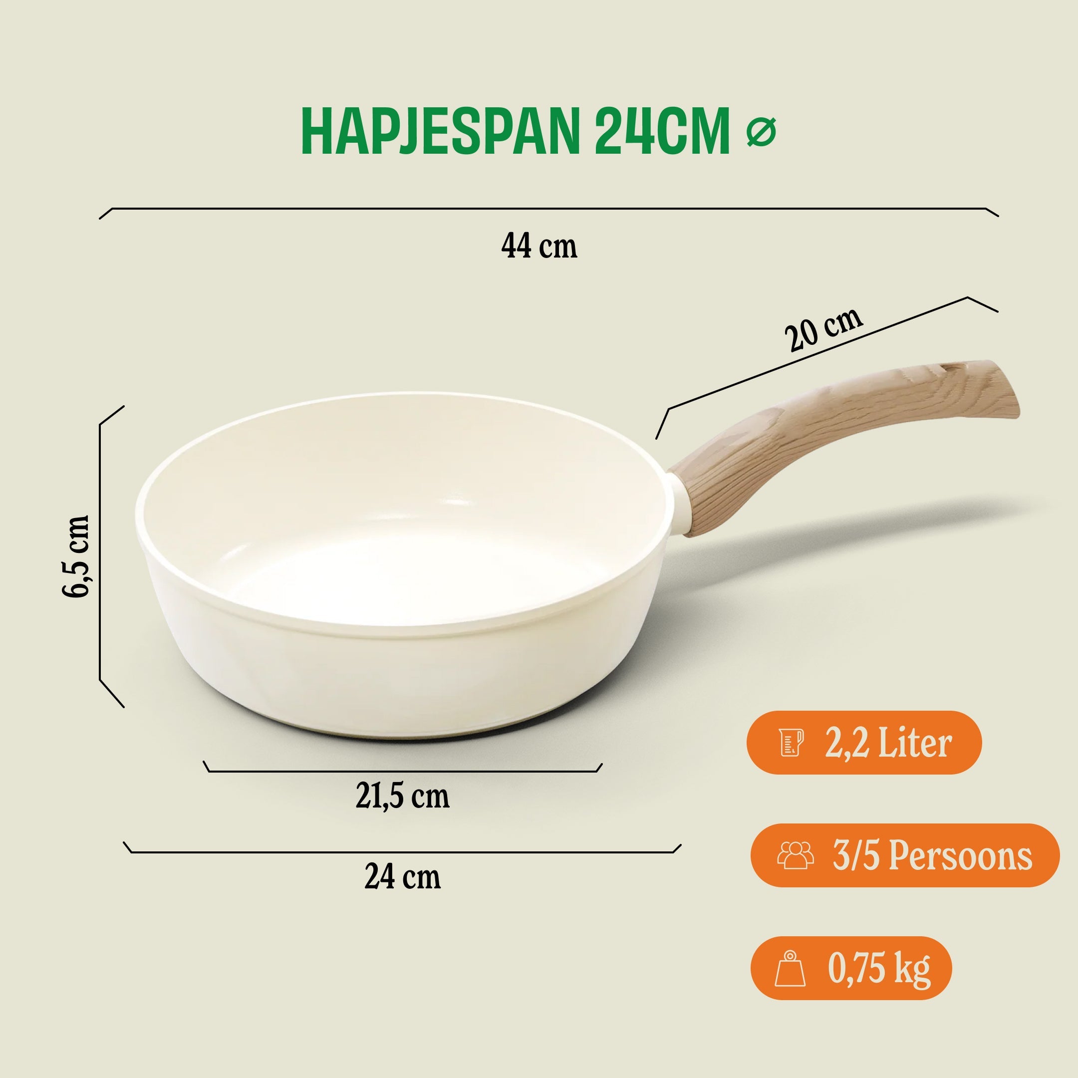 Go Ivory Hapjespan 24 cm afmetingen