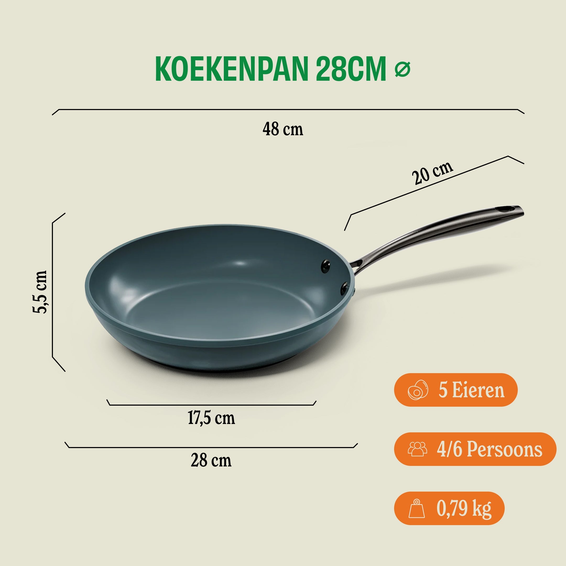 Slate Koekenpan 28 cm afmetingen
