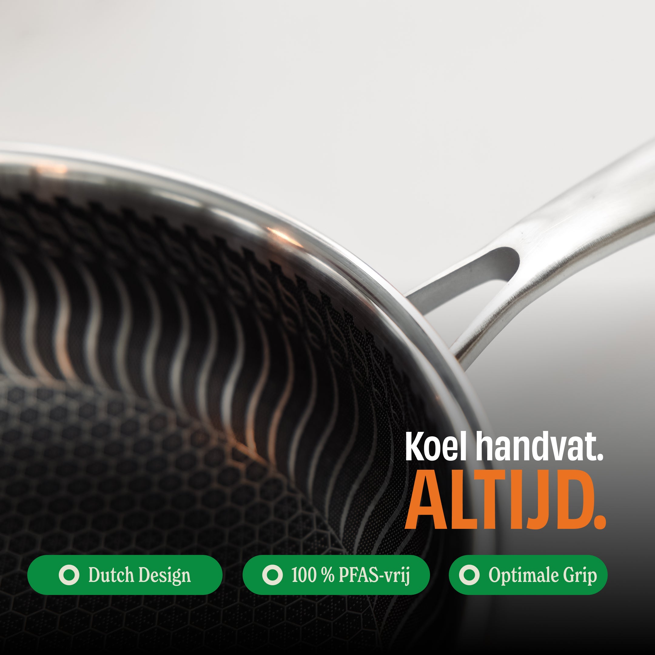 Honey koekenpan 28 cm met keramische antiaanbaklaag en ergonomisch handvat, 100 procent PFAS-vrij Dutch Design.
