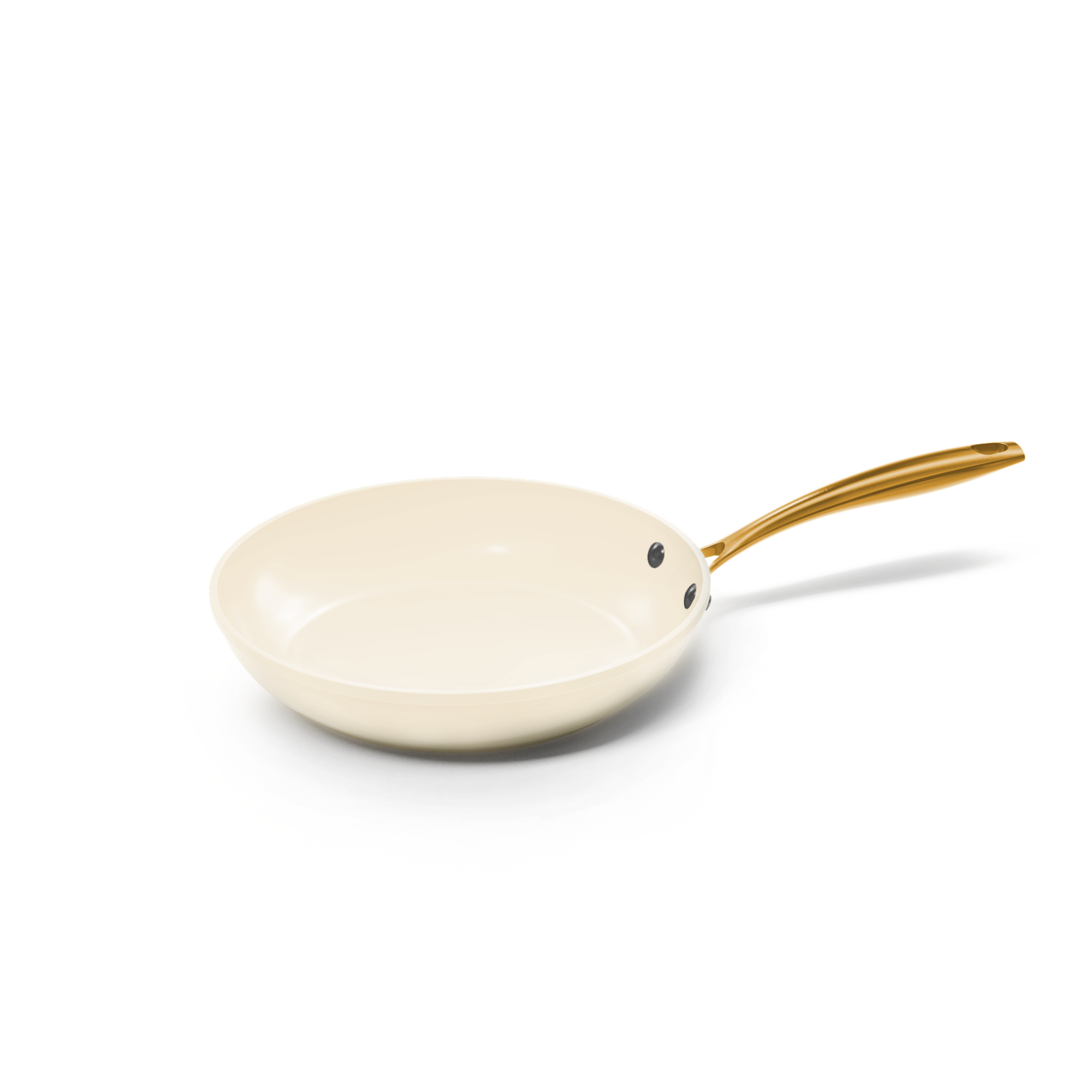 Vanilla koekenpan 24 cm met crèmekleurige keramische antiaanbaklaag en goudkleurig handvat