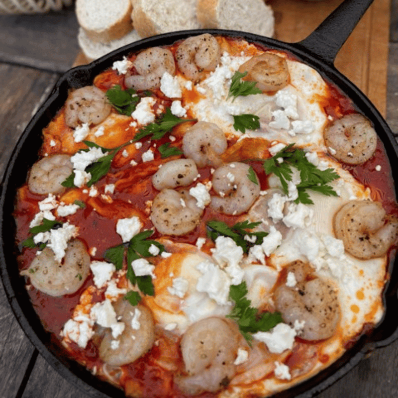 Ravioli Shakshuka Met Garnalen.