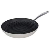 RVS koekenpan 28 cm met zwart honingraat antiaanbaklaag en steelleraar handvat.