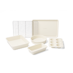 Go Ivory Backset aus zehn Teilen mit Backformen, Backblechen und Backgitter in Creme