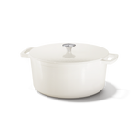 Crème gekleurde Go Ivory gietijzeren braadpan 24 cm met deksel en twee handvaten
