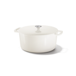 Go Ivory gietijzeren braadpan van 20 cm met deksel en twee handvaten in crème wit
