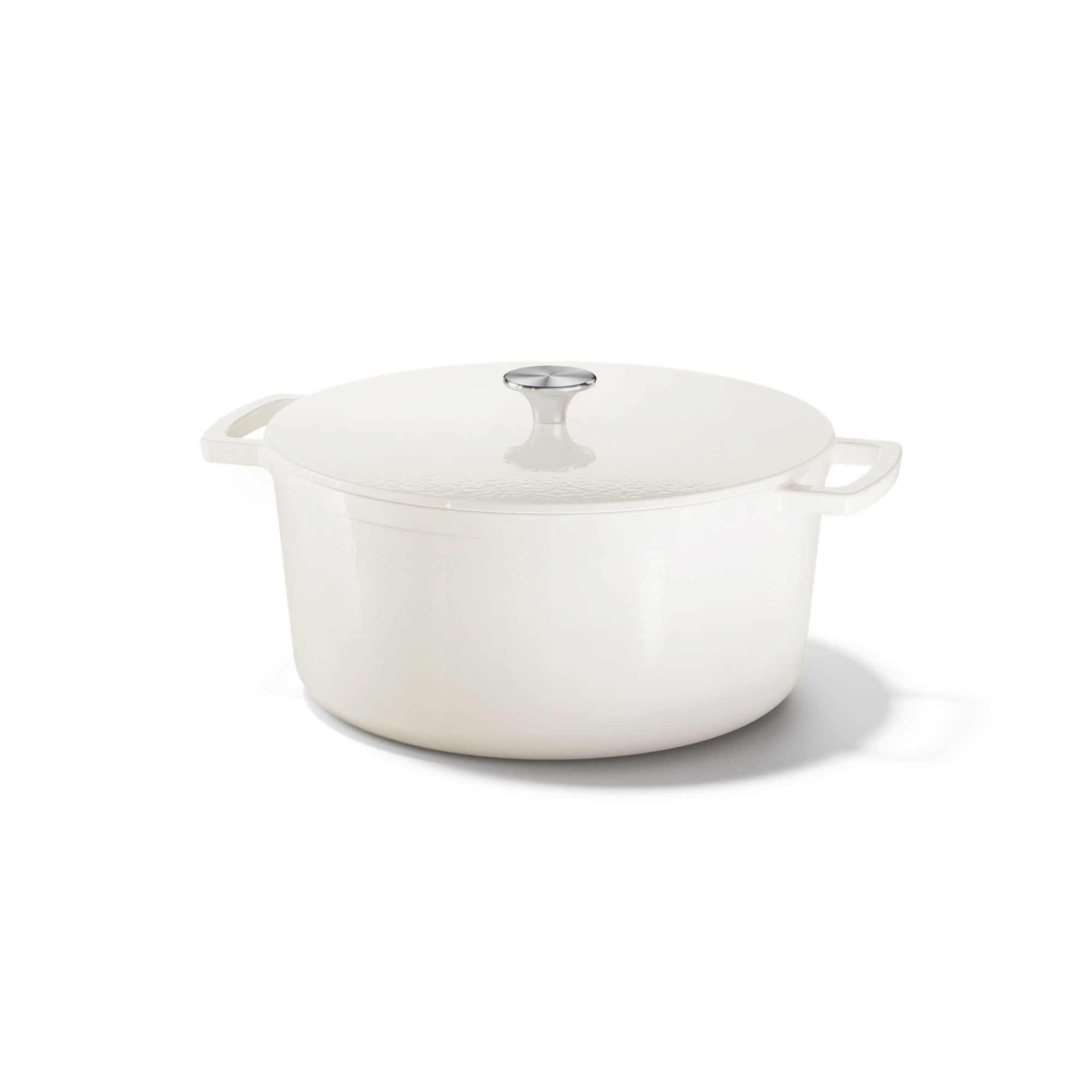 Go Ivory cast iron braising pan 20 cm with lid and two handles in cream white