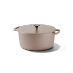 Taupe gietijzeren braadpan van 20 cm met deksel en twee handgrepen
