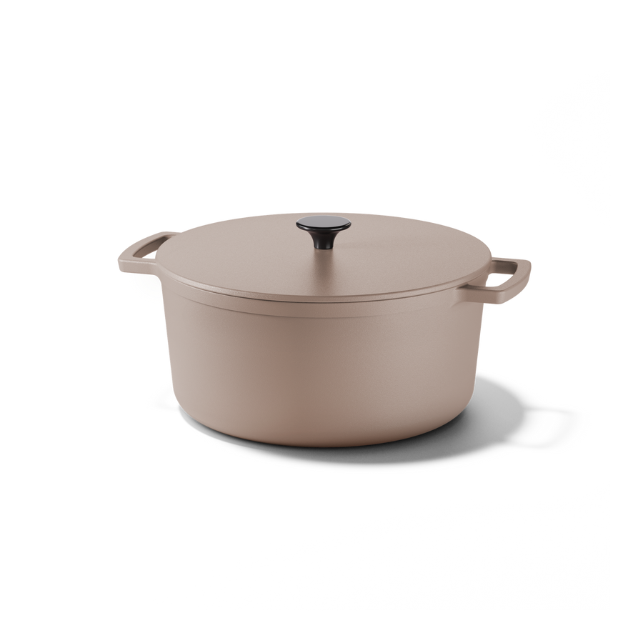 Taupe cast iron Dutch oven, 20 cm, with lid and dual handles