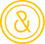 Gelbes Cook & Pan ampersand Logo Kontur Icon