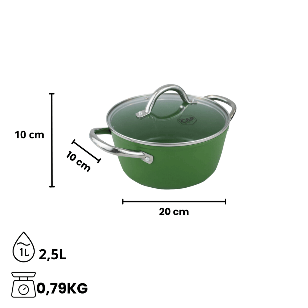 Afmetingen groene kookpot 20 cm | Go Green By C&P