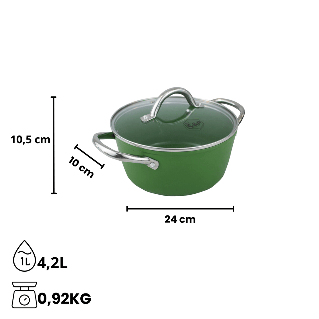 Afmetingen groene kookpot 24 cm | Go Green By C&P