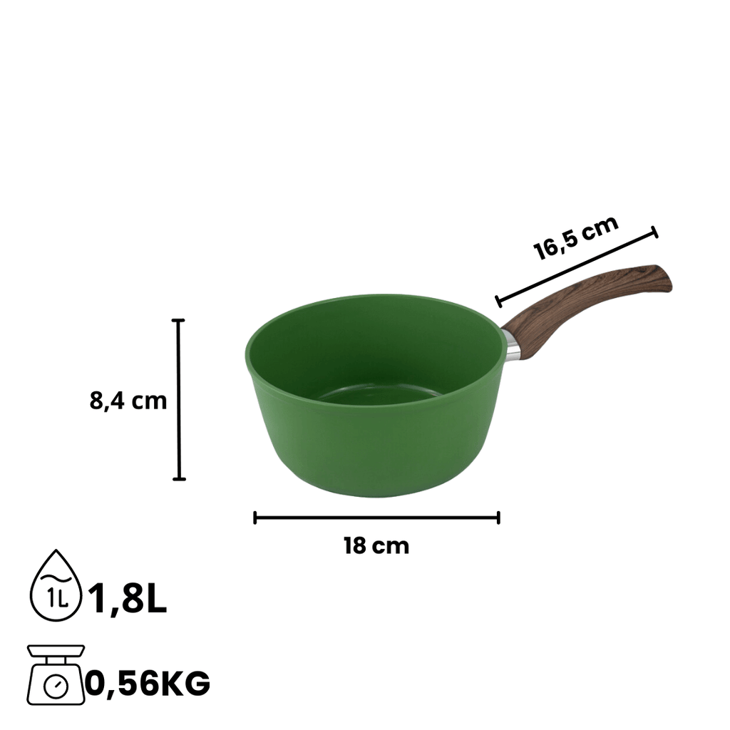 Afmetingen groene steelpan 18 cm | Go Green By C&P