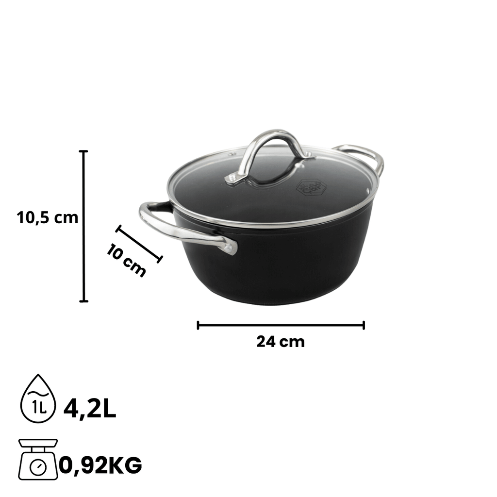 Afmetingen zwarte kookpot 24 cm | Signature By C&P