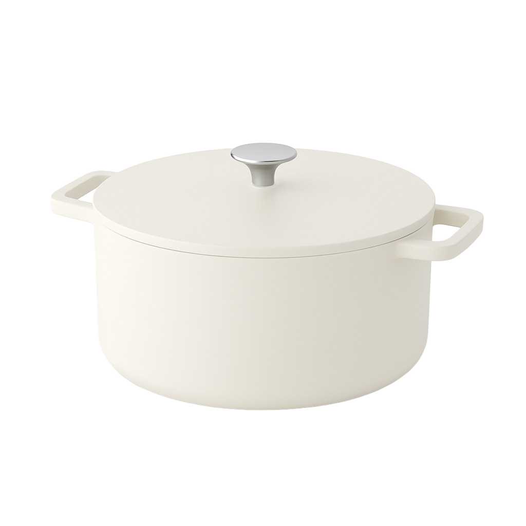 Go Ivory Cast Iron Casserole Pot 24 cm - 4 liter