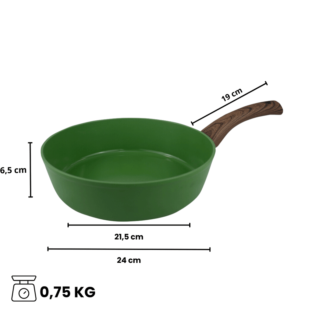 Afmetingen van een groene hapjespan 24 cm | Go Green By C&P