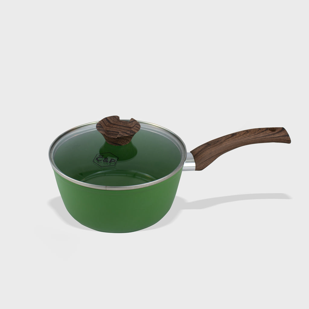 Groene steelpan 18 cm met deksel | Go Green By C&P
