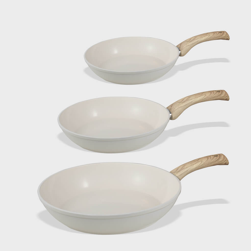 3-delige koekenpannet set crème ( 20, 24 en 28 cm ) | Go Ivory By C&P