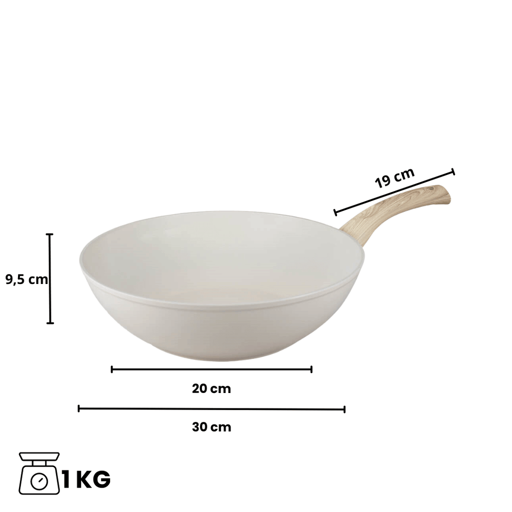 Afmetingen van crème wokpan 30 cm | Go Ivory By C&P
