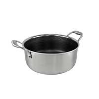 RVS braadpan met honinggraatstructuur binnenzijde en twee stevige handvaten, 20 cm diameter.