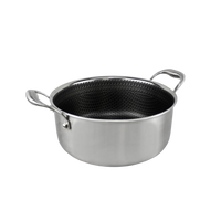 RVS kookpot 24 cm met honingraattextuur binnenlaag en dubbele handgrepen.