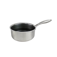 RVS steelpan met honingraatstructuur binnenzijde en lange handgreep, 18 cm diameter.