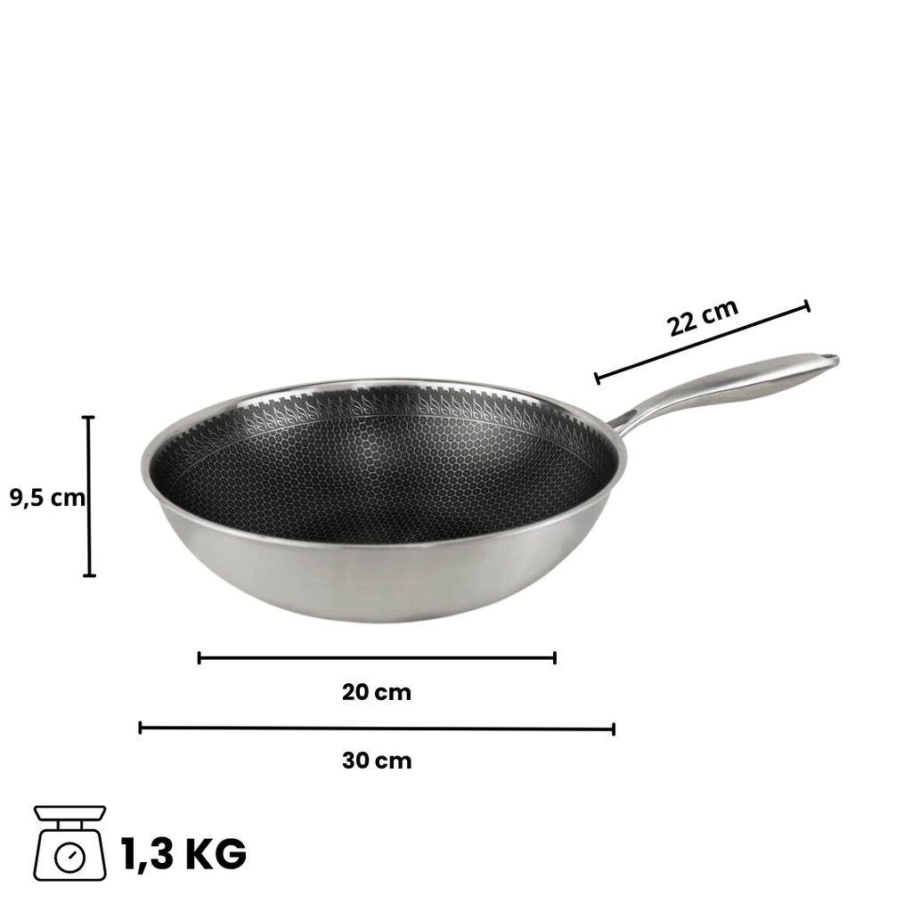 Afmetingen RVS wokpan 30 cm | Honey By C&P