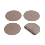 Set aus vier Inductionsschutzfolien von Cook & Pan in Taupe, eine davon mit sichtbarem Schutzrücken