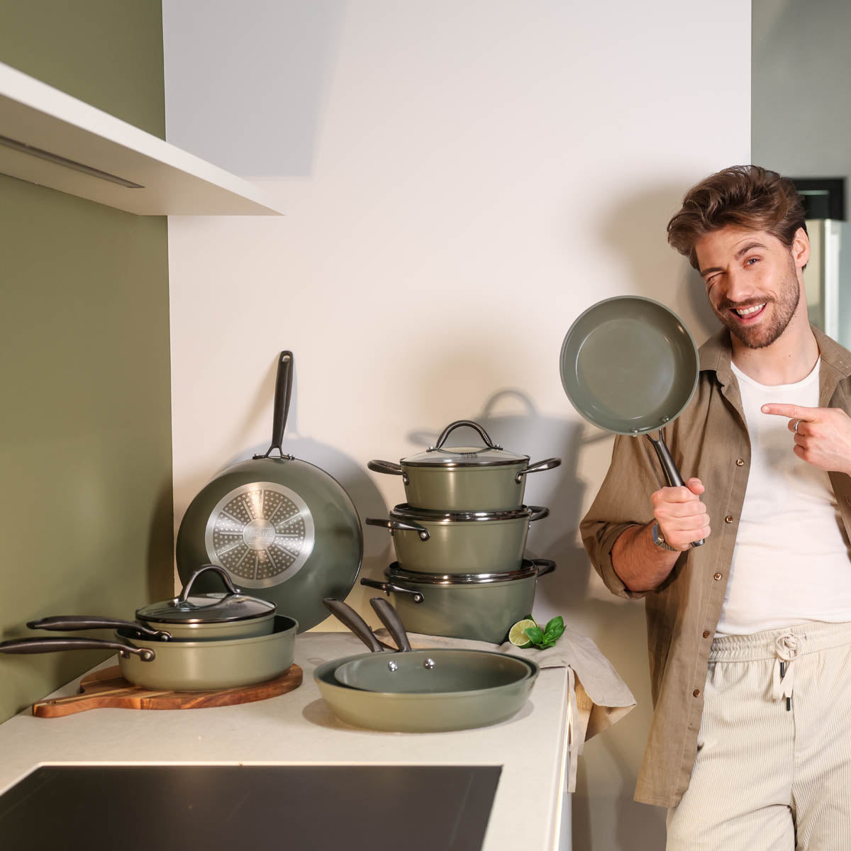 Dark Olive Pfannenset 3-teilig