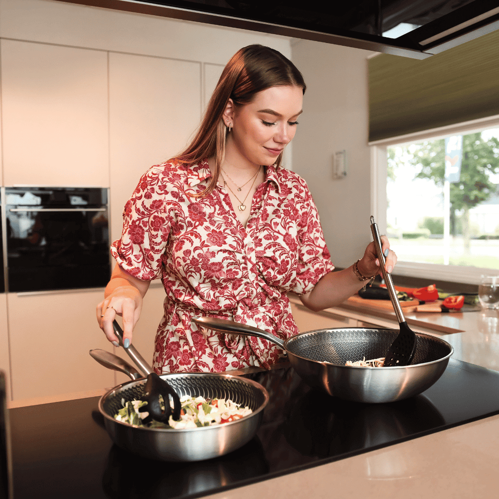 RVS koekenpan en wok pan | Honey By C&P 